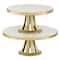 Set of 2 Gold Marble Natural Cake Stand, 12", 10"
